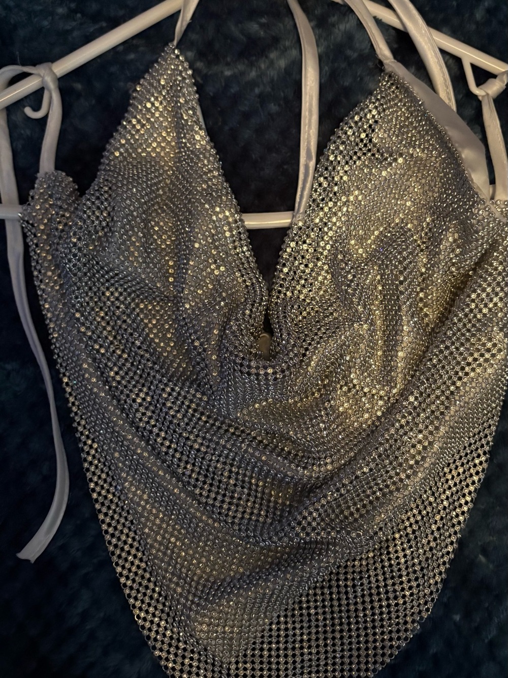Daisy Silver Rhinestone Draped Bandeau Top